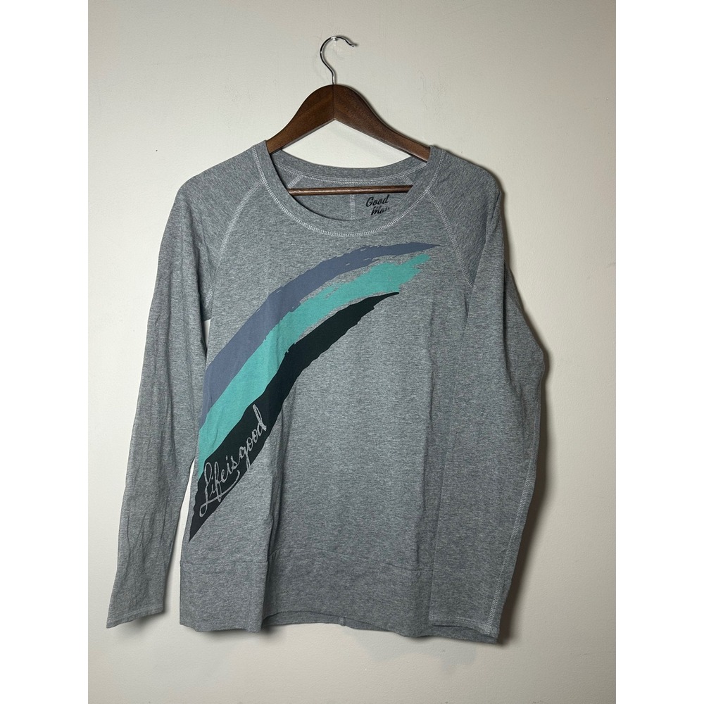 Life is Good Womens Long Sleeve Graphic Tee Cotton Blend S Athleisure Loungewear